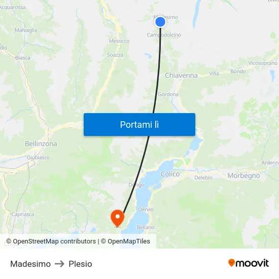 Madesimo to Plesio map