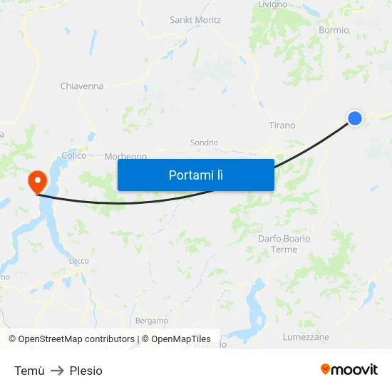 Temù to Plesio map