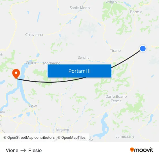 Vione to Plesio map