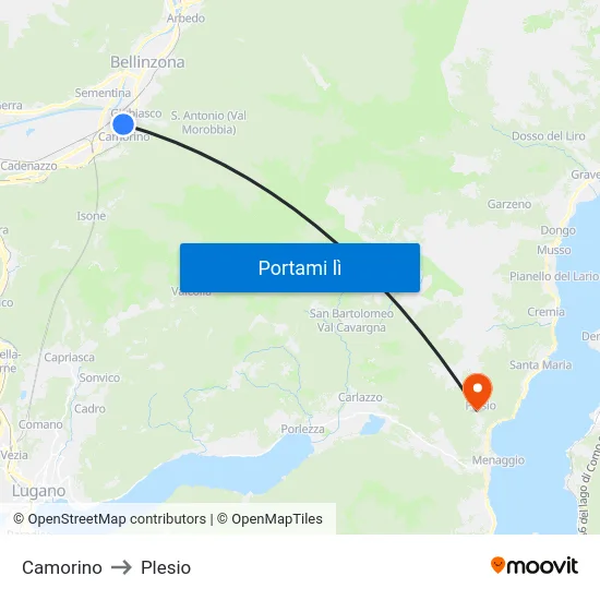 Camorino to Plesio map