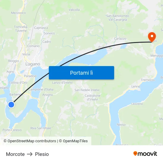 Morcote to Plesio map
