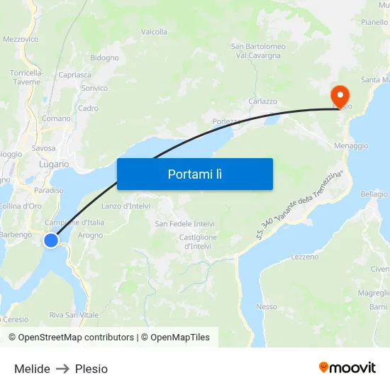 Melide to Plesio map