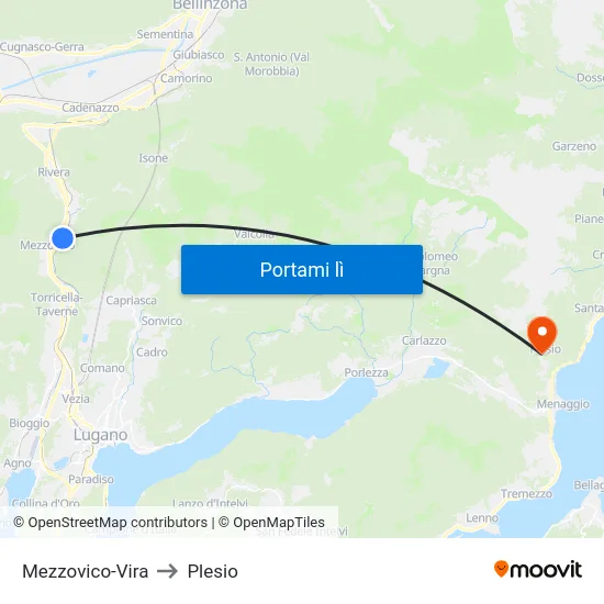 Mezzovico-Vira to Plesio map