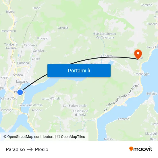 Paradiso to Plesio map