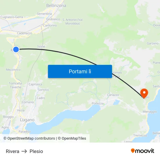 Rivera to Plesio map