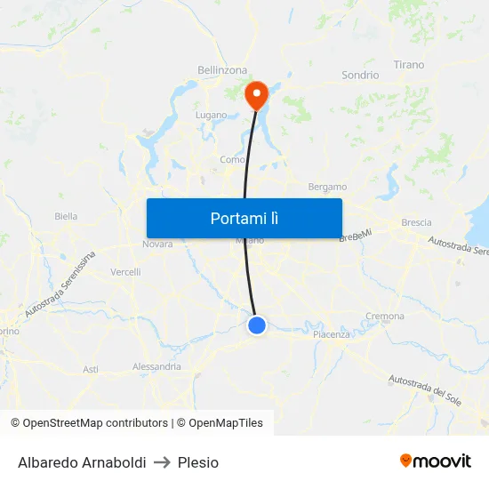 Albaredo Arnaboldi to Plesio map