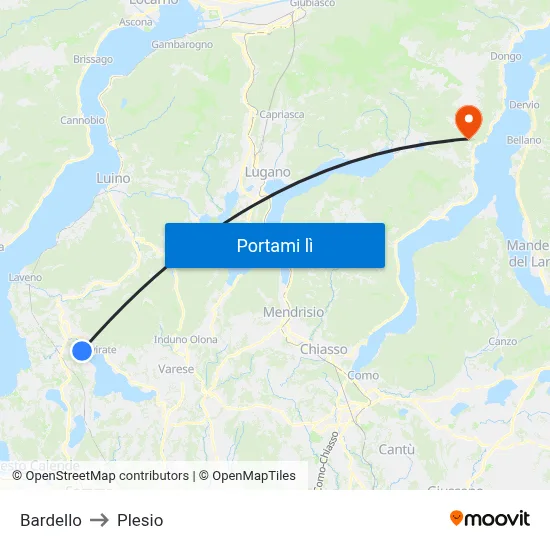 Bardello to Plesio map
