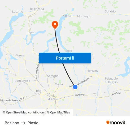 Basiano to Plesio map