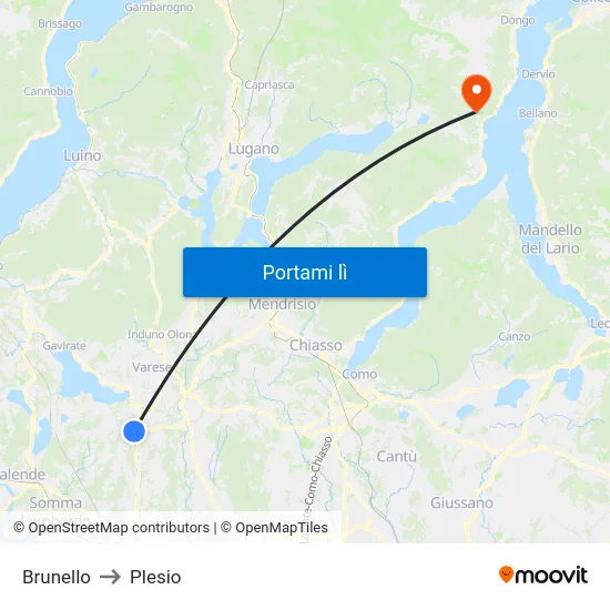 Brunello to Plesio map