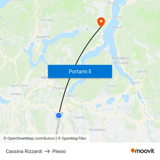 Cassina Rizzardi to Plesio map