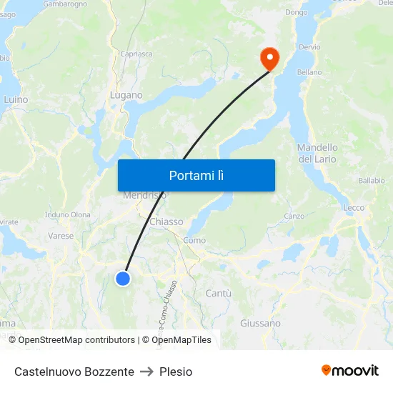 Castelnuovo Bozzente to Plesio map