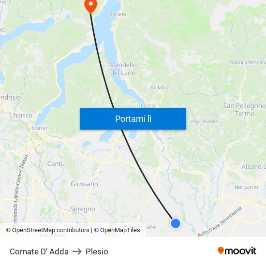 Cornate D' Adda to Plesio map