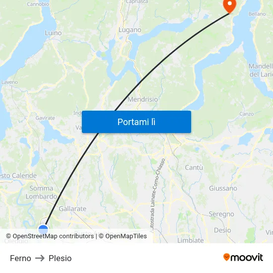Ferno to Plesio map