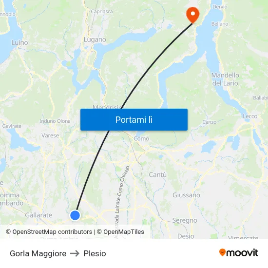 Gorla Maggiore to Plesio map