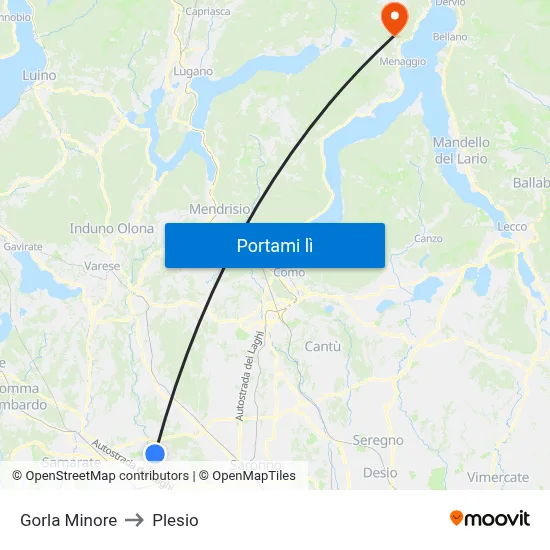 Gorla Minore to Plesio map