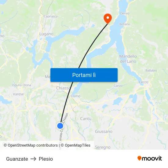 Guanzate to Plesio map