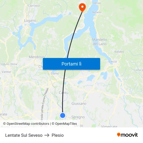 Lentate Sul Seveso to Plesio map