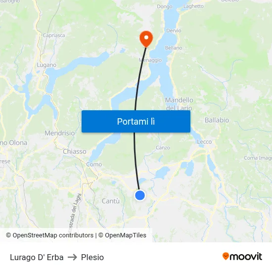 Lurago D' Erba to Plesio map