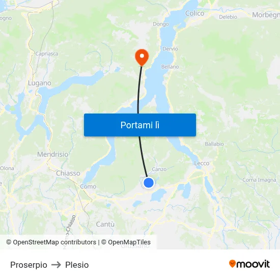 Proserpio to Plesio map