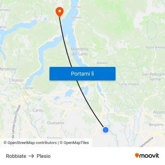 Robbiate to Plesio map