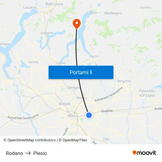 Rodano to Plesio map