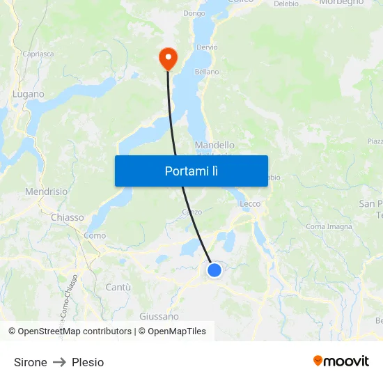 Sirone to Plesio map