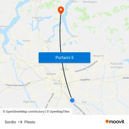 Sordio to Plesio map