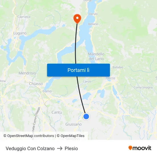 Veduggio Con Colzano to Plesio map