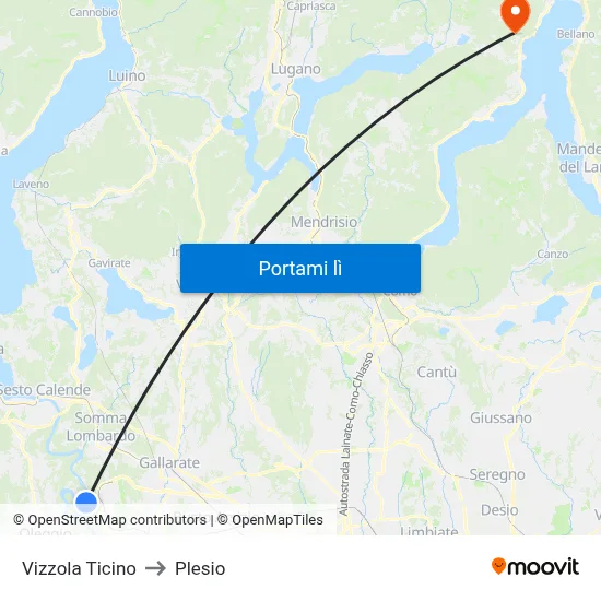 Vizzola Ticino to Plesio map