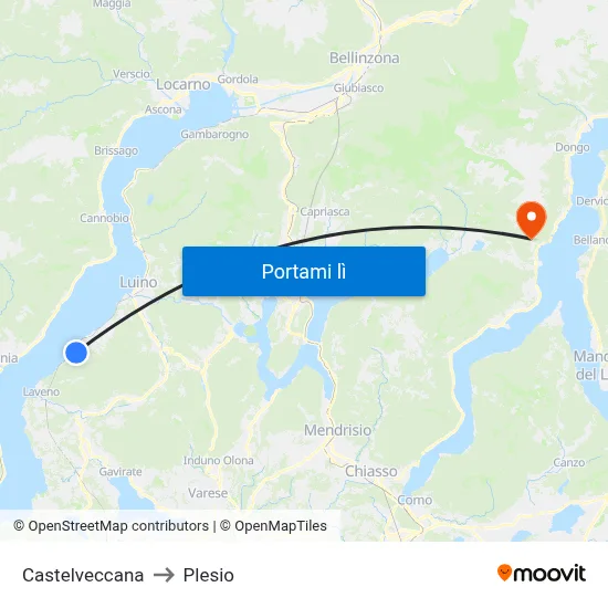 Castelveccana to Plesio map