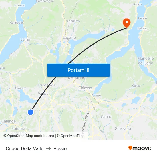 Crosio Della Valle to Plesio map