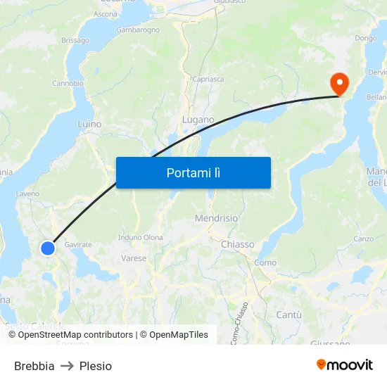 Brebbia to Plesio map