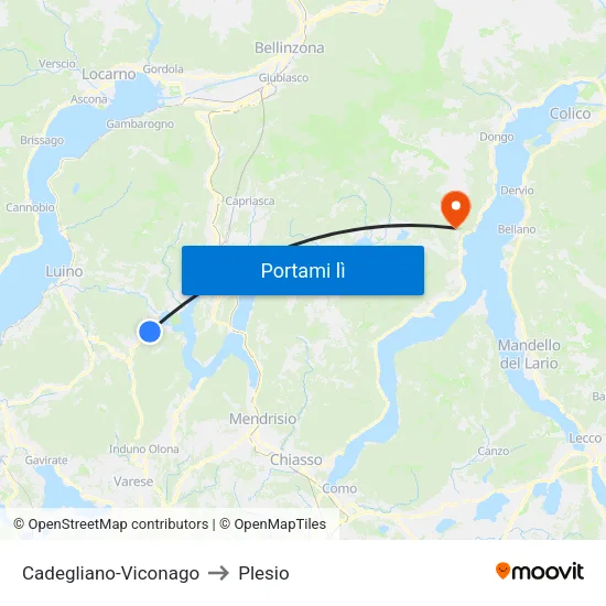 Cadegliano-Viconago to Plesio map