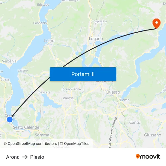Arona to Plesio map