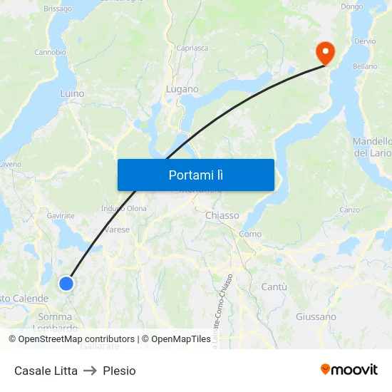 Casale Litta to Plesio map
