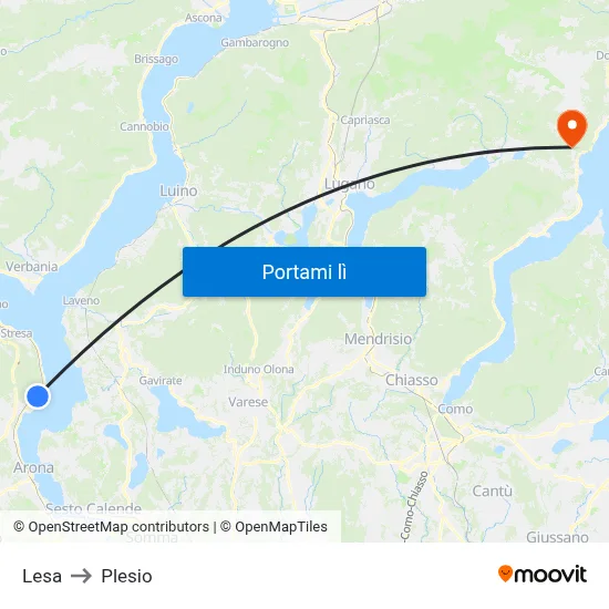 Lesa to Plesio map