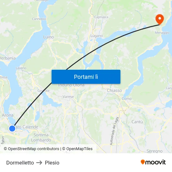 Dormelletto to Plesio map