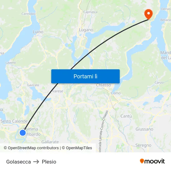 Golasecca to Plesio map