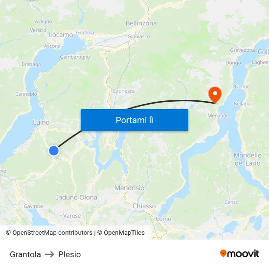 Grantola to Plesio map