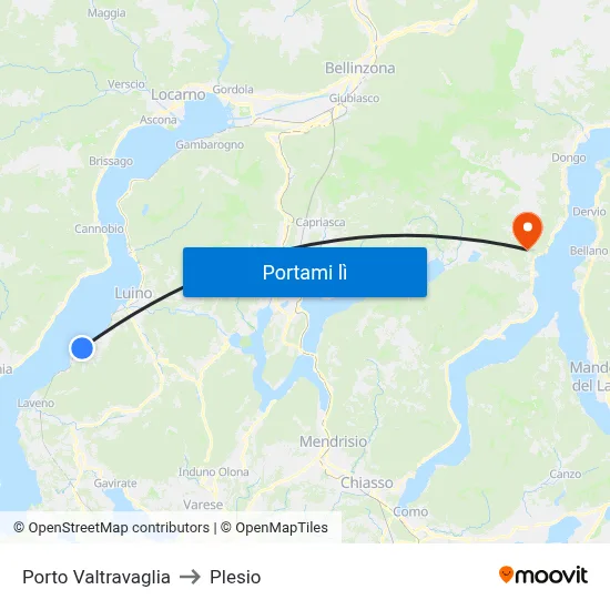 Porto Valtravaglia to Plesio map