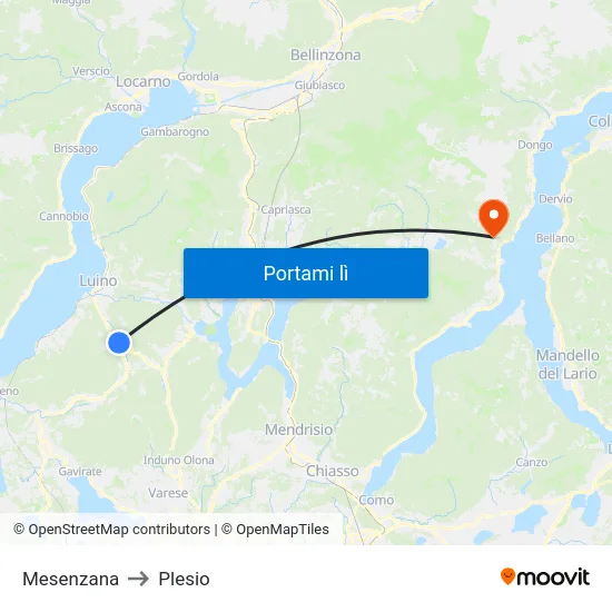 Mesenzana to Plesio map