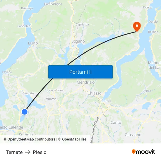 Ternate to Plesio map