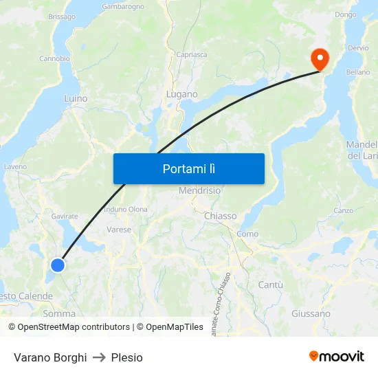 Varano Borghi to Plesio map