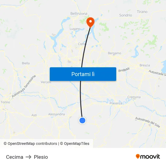 Cecima to Plesio map