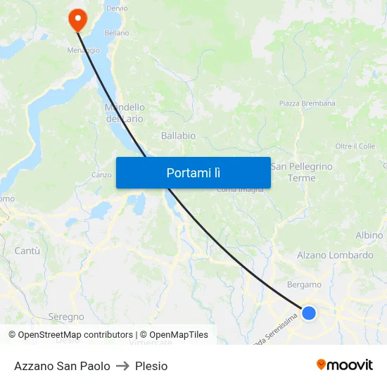 Azzano San Paolo to Plesio map