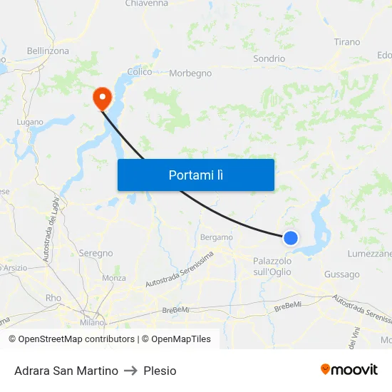 Adrara San Martino to Plesio map