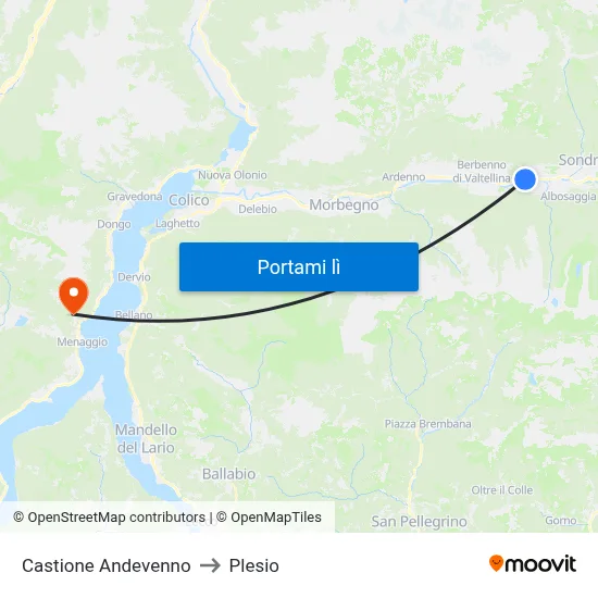 Castione Andevenno to Plesio map
