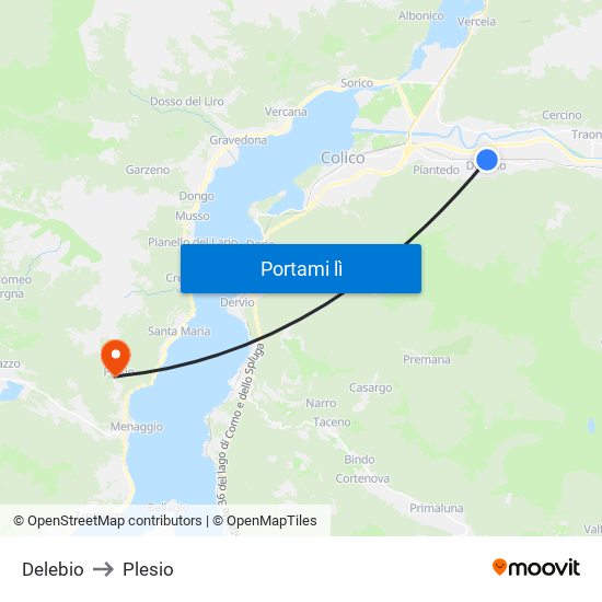 Delebio to Plesio map