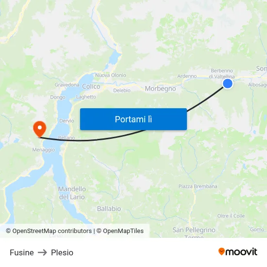 Fusine to Plesio map