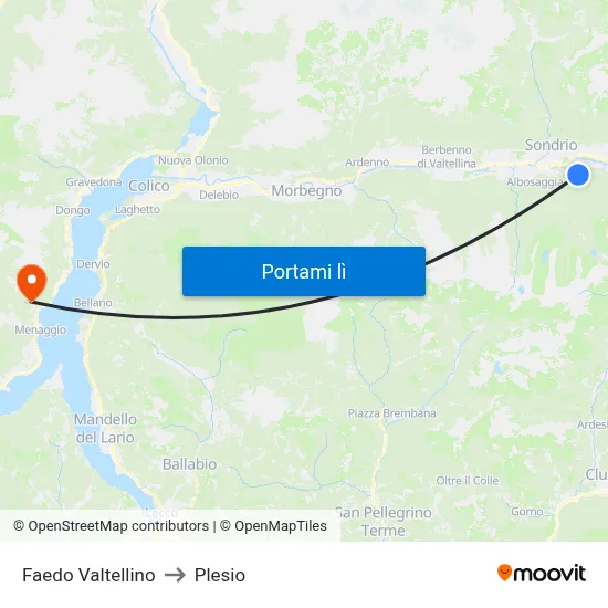 Faedo Valtellino to Plesio map